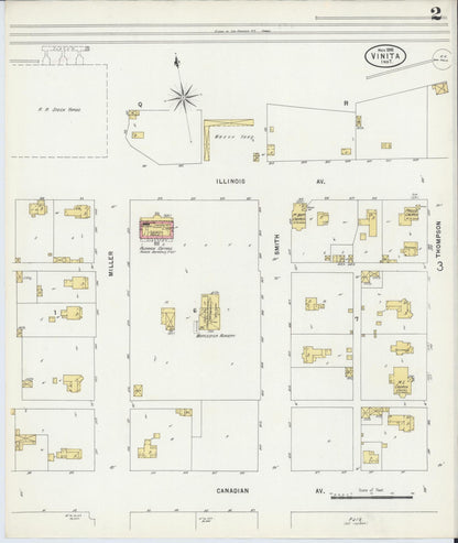 Sanborn Fire Insurance Map from Vinita, Craig County, Oklahoma (1898), Sheet #0002 - Complete Map Set gallery image, historic Sanborn map, vintage wall art, Oklahoma Oklahoma