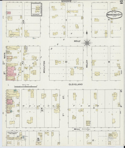 Sanborn Fire Insurance Map from Winnebago, Faribault County, Minnesota (1891), Sheet #0002 - Historic Sanborn Fire Insurance Map Print, vintage old map wall art, antique decor, genealogy gift, Minnesota Minnesota map