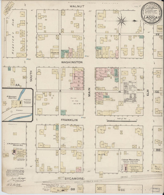 Sanborn Fire Insurance Map from Ladoga, Montgomery County, Indiana (1886), Sheet #0001 - Historic Sanborn Fire Insurance Map Print, vintage old map wall art, antique decor, genealogy gift, Indiana Indiana map