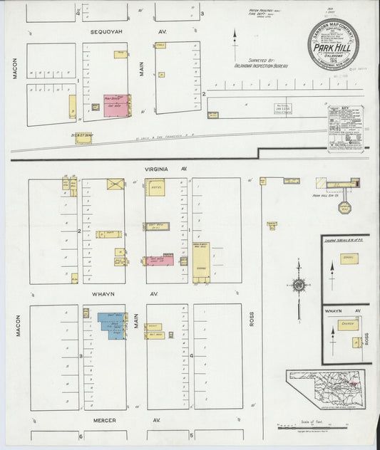 Sanborn Fire Insurance Map from Park Hill, Cherokee County, Oklahoma (1919), Sheet #0001 - Historic Sanborn Fire Insurance Map Print, vintage old map wall art, antique decor, genealogy gift, Oklahoma Oklahoma map