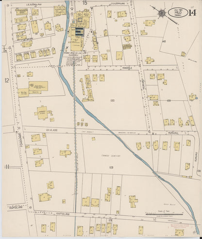 Sanborn Fire Insurance Map from Hilo, Hawaii County, Hawaii (1921), Sheet #0014 - Historic Sanborn Fire Insurance Map Print