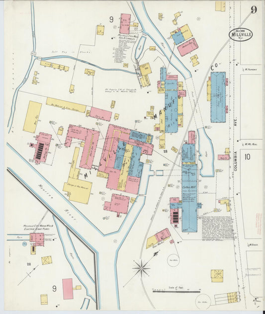 Sanborn Fire Insurance Map from Millville, Cumberland County, New Jersey (1898), Sheet #0009 - Historic Sanborn Fire Insurance Map Print, vintage old map wall art, antique decor, genealogy gift, New Jersey New Jersey map