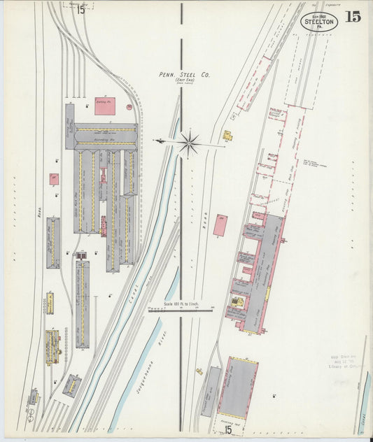 Sanborn Fire Insurance Map from Steelton, Dauphin County, Pennsylvania (1902), Sheet #0015 - Historic Sanborn Fire Insurance Map Print, vintage old map wall art, antique decor, genealogy gift, Pennsylvania Pennsylvania map