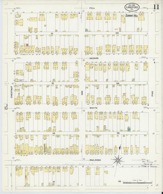Sanborn Fire Insurance Map from Lansford, Carbon County, Pennsylvania (1908), Sheet #0011 - Historic Sanborn Fire Insurance Map Print, vintage old map wall art, antique decor, genealogy gift, Pennsylvania Pennsylvania map