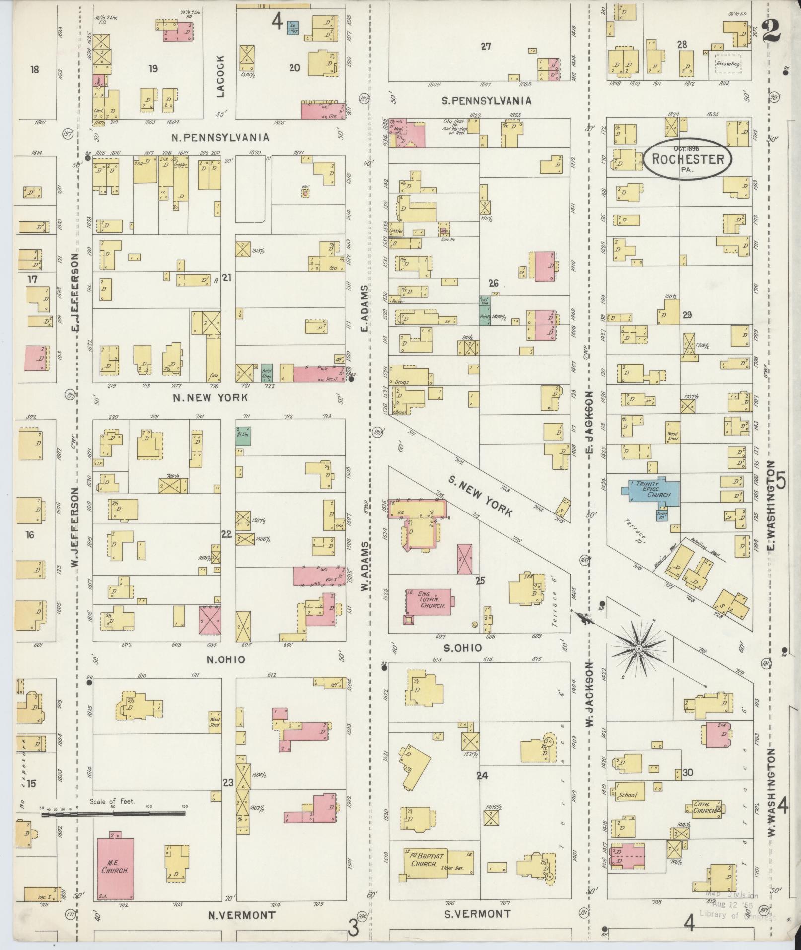 Sanborn Fire Insurance Map from Rochester, Beaver County, Pennsylvania (1898), Sheet #0002 - Complete Map Set gallery image, historic Sanborn map, vintage wall art, Pennsylvania Pennsylvania