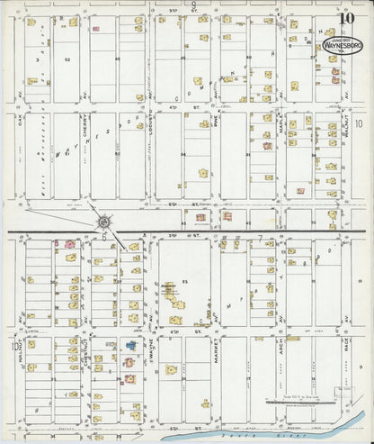 Sanborn Fire Insurance Map from Waynesboro, Independent Cities, Virginia (1920), Sheet #0010 - Complete Map Set gallery image, historic Sanborn map, vintage wall art, Virginia Virginia