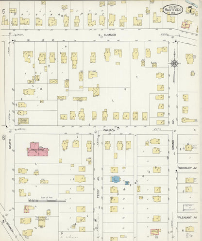 Sanborn Fire Insurance Map from Hartford, Washington County, Wisconsin (1913), Sheet #0007 - Historic Sanborn Fire Insurance Map Print, vintage old map wall art, antique decor, genealogy gift, Wisconsin Wisconsin map