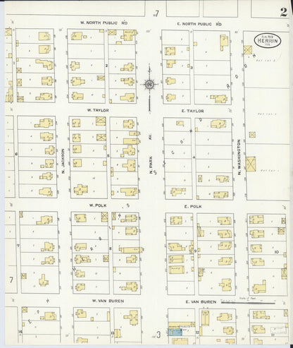 Sanborn Fire Insurance Map from Herrin, Williamson County, Illinois (1909), Sheet #0002 - Historic Sanborn Fire Insurance Map Print, vintage old map wall art, antique decor, genealogy gift, Illinois Illinois map