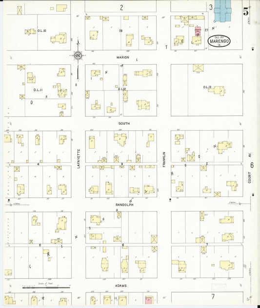 Sanborn Fire Insurance Map from Marengo, Iowa County, Iowa (1911), Sheet #0005 - Historic Sanborn Fire Insurance Map Print, vintage old map wall art