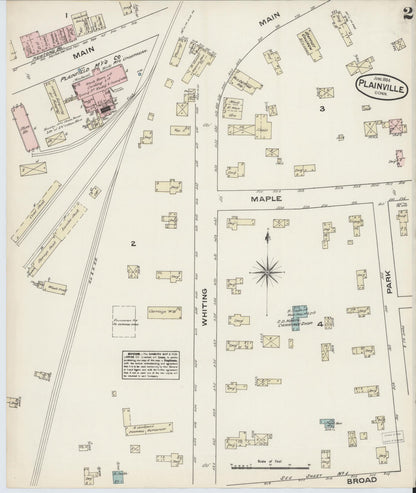 Sanborn Fire Insurance Map from Plainville, Hartford County, Connecticut (1884), Sheet #0002 - Complete Map Set gallery image, historic Sanborn map, vintage wall art, Connecticut Connecticut
