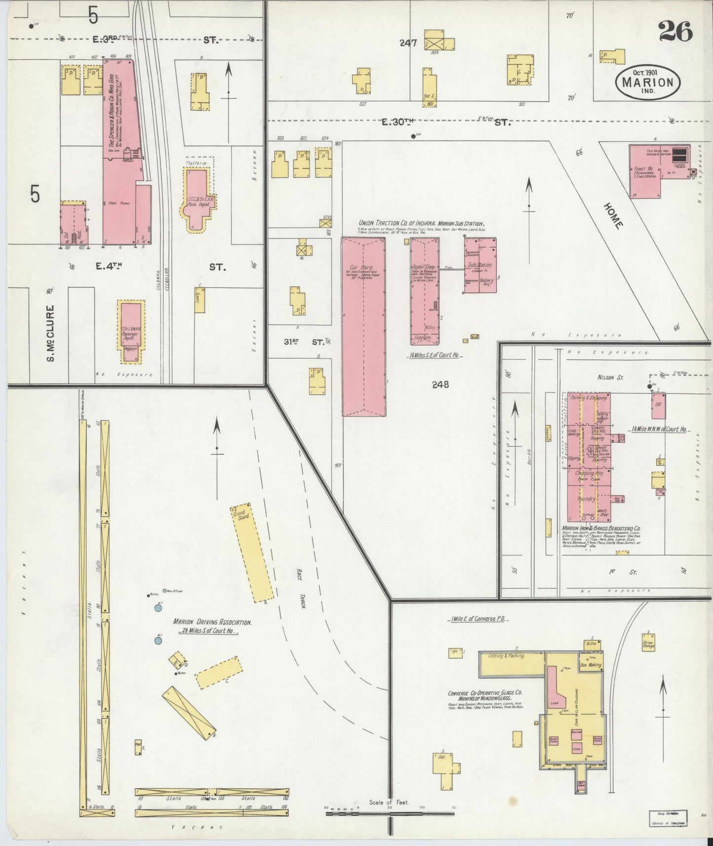 Sanborn Fire Insurance Map from Marion, Grant County, Indiana (1901), Sheet #0026 - Complete Map Set gallery image, historic Sanborn map, vintage wall art, Indiana Indiana