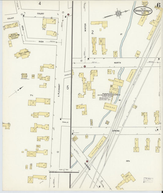Sanborn Fire Insurance Map from Dover, Piscataguis County, Maine (1911), Sheet #0006 - Historic Sanborn Fire Insurance Map Print, vintage old map wall art, antique decor, genealogy gift, Maine Maine map