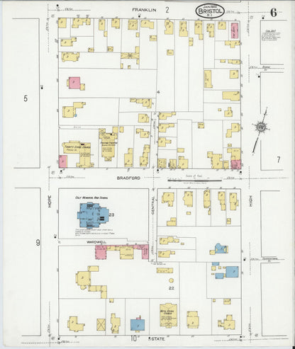 Sanborn Fire Insurance Map from Bristol, Bristol County, Rhode Island (1920), Sheet #0006 - Complete Map Set gallery image, historic Sanborn map, vintage wall art, Rhode Island Rhode Island