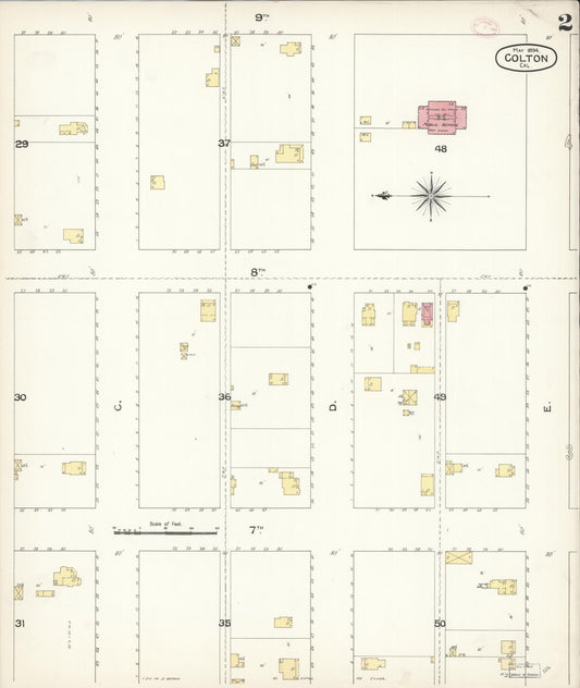 Sanborn Fire Insurance Map from Colton, San Bernardino County, California (1894), Sheet #0002 - Historic Sanborn Fire Insurance Map Print, vintage old map wall art, antique decor, genealogy gift, California California map
