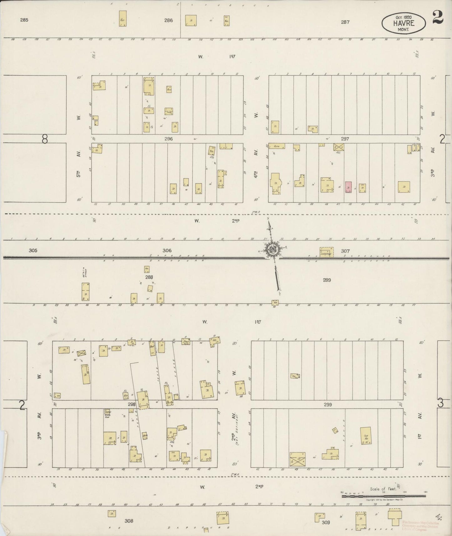 Sanborn Fire Insurance Map from Havre, Hill County, Montana (1920), Sheet #0002 - Historic Sanborn Fire Insurance Map Print, vintage old map wall art, antique decor, genealogy gift, Montana Montana map