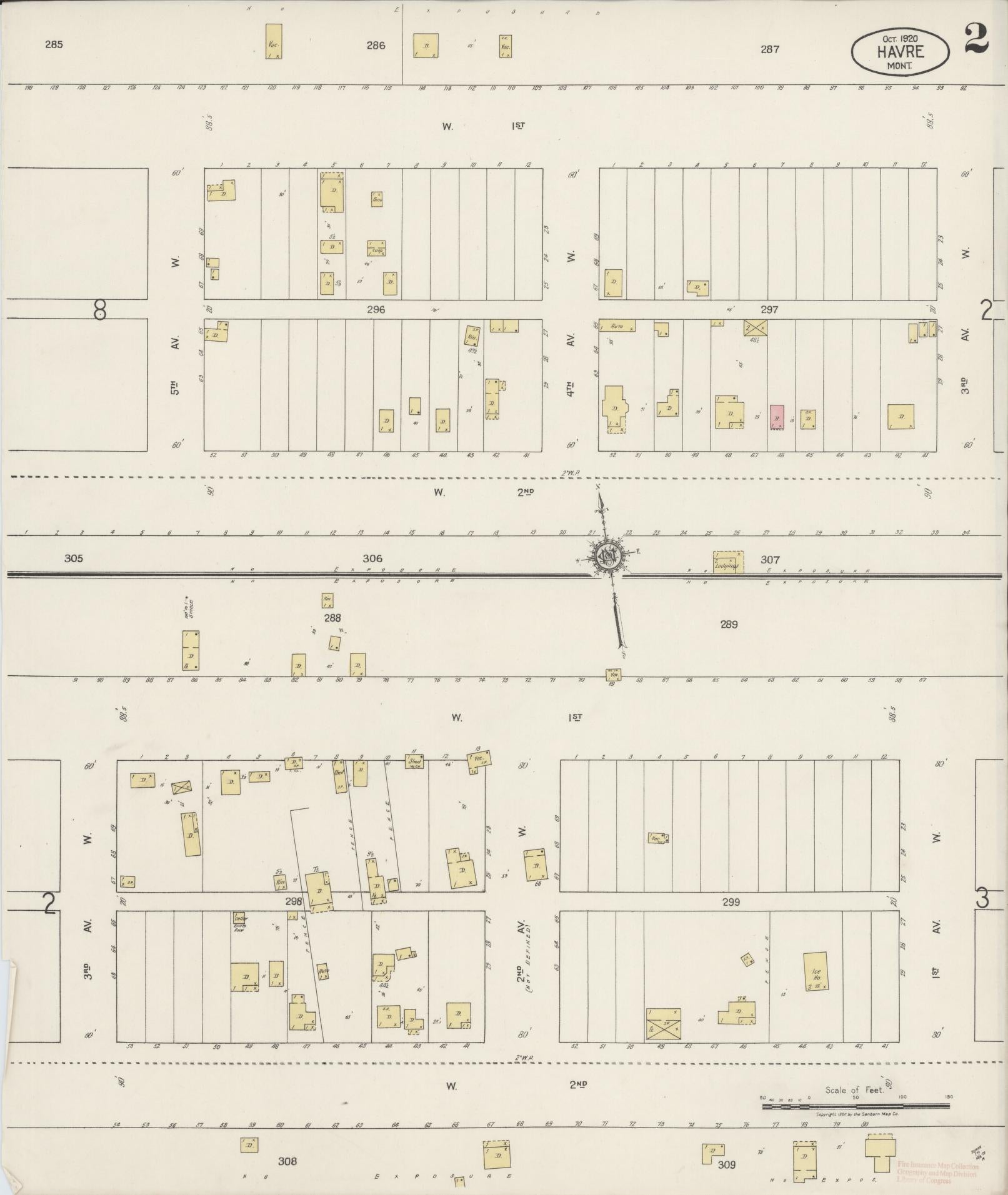 Sanborn Fire Insurance Map from Havre, Hill County, Montana (1920), Sheet #0002 - Historic Sanborn Fire Insurance Map Print, vintage old map wall art, antique decor, genealogy gift, Montana Montana map