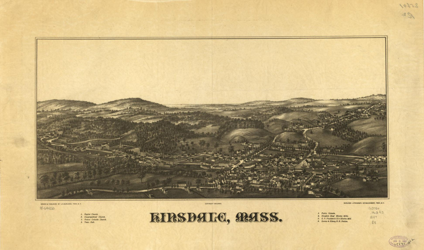 Hinsdale, Mass. (1887) – Historic Bird’s-Eye View Panorama Print