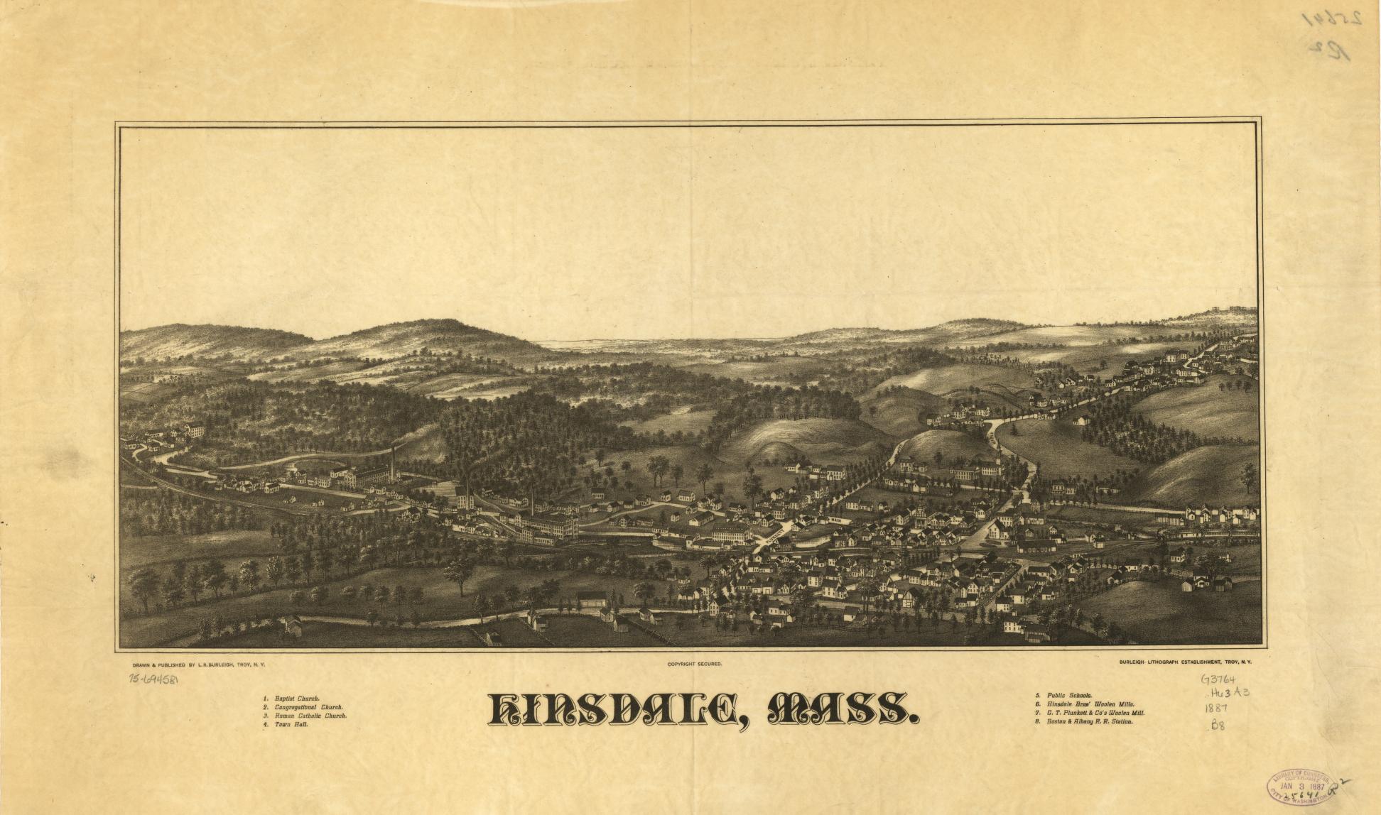 Hinsdale, Mass. (1887) – Historic Bird’s-Eye View Panorama Print