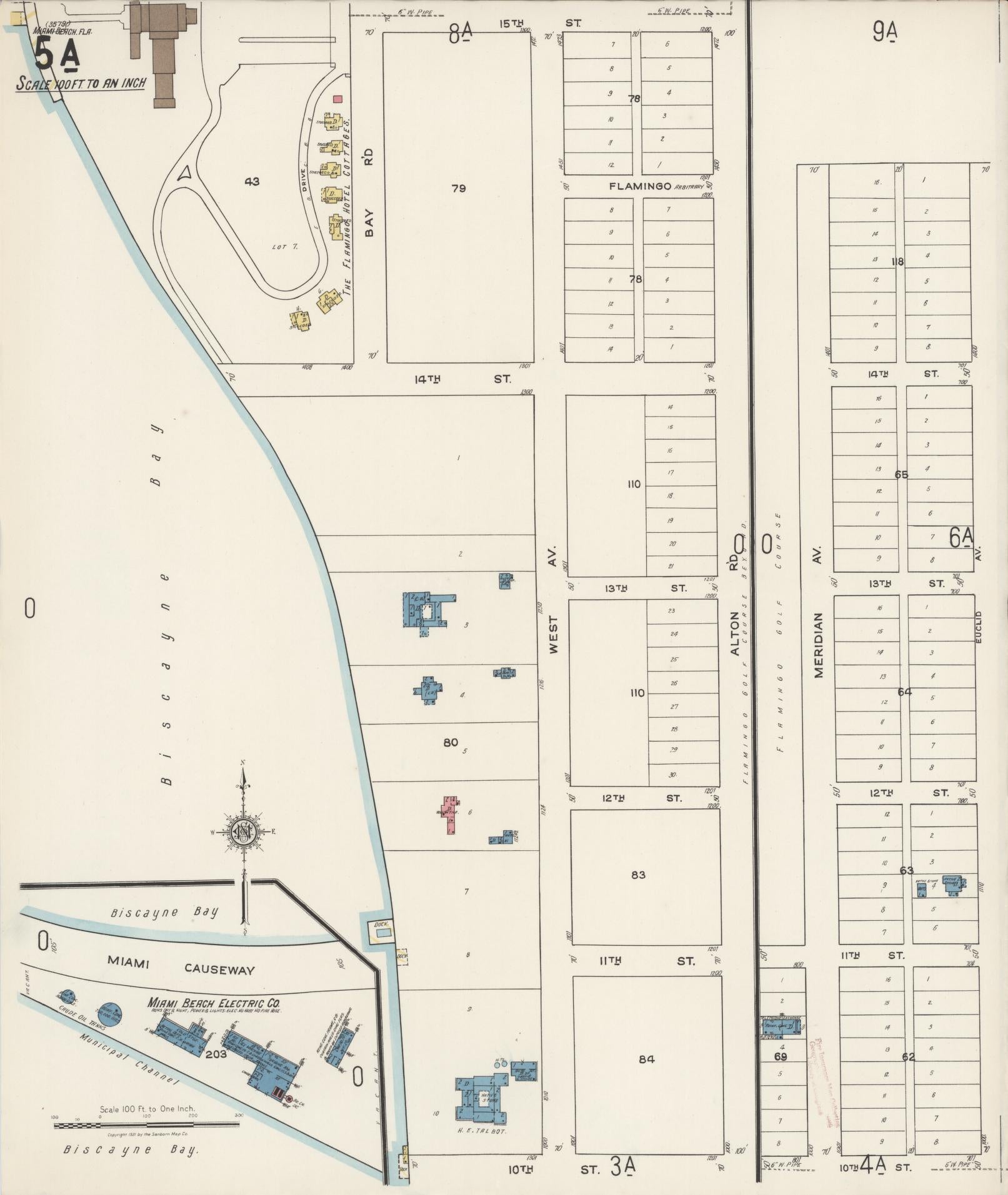 Sanborn Fire Insurance Map from Miami Beach, Dade County, Florida (1921), Sheet #0005 - Historic Sanborn Fire Insurance Map Print, vintage old map wall art, antique decor, genealogy gift, Florida Florida map