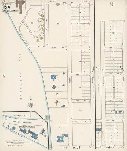 Sanborn Fire Insurance Map from Miami Beach, Dade County, Florida (1921), Sheet #0005 - Historic Sanborn Fire Insurance Map Print, vintage old map wall art, antique decor, genealogy gift, Florida Florida map