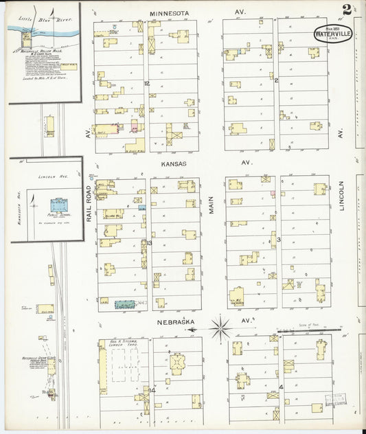 Sanborn Fire Insurance Map from Waterville, Marshall County, Kansas (1893), Sheet #0002 - Historic Sanborn Fire Insurance Map Print, vintage old map wall art, antique decor, genealogy gift, Kansas Kansas map
