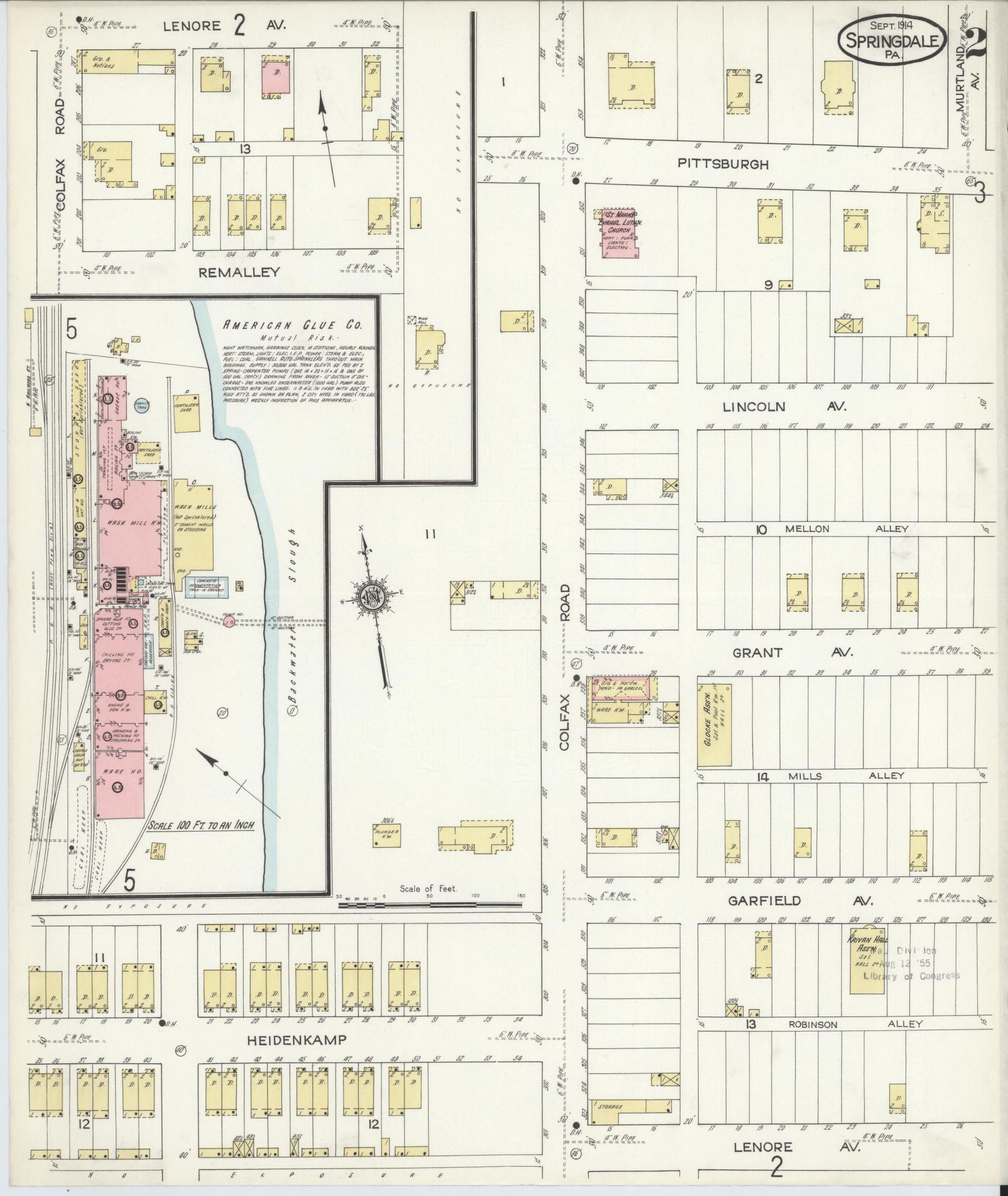 Sanborn Fire Insurance Map from Springdale, Allegheny County, Pennsylvania (1914), Sheet #0002 - Complete Map Set gallery image, historic Sanborn map, vintage wall art, Pennsylvania Pennsylvania