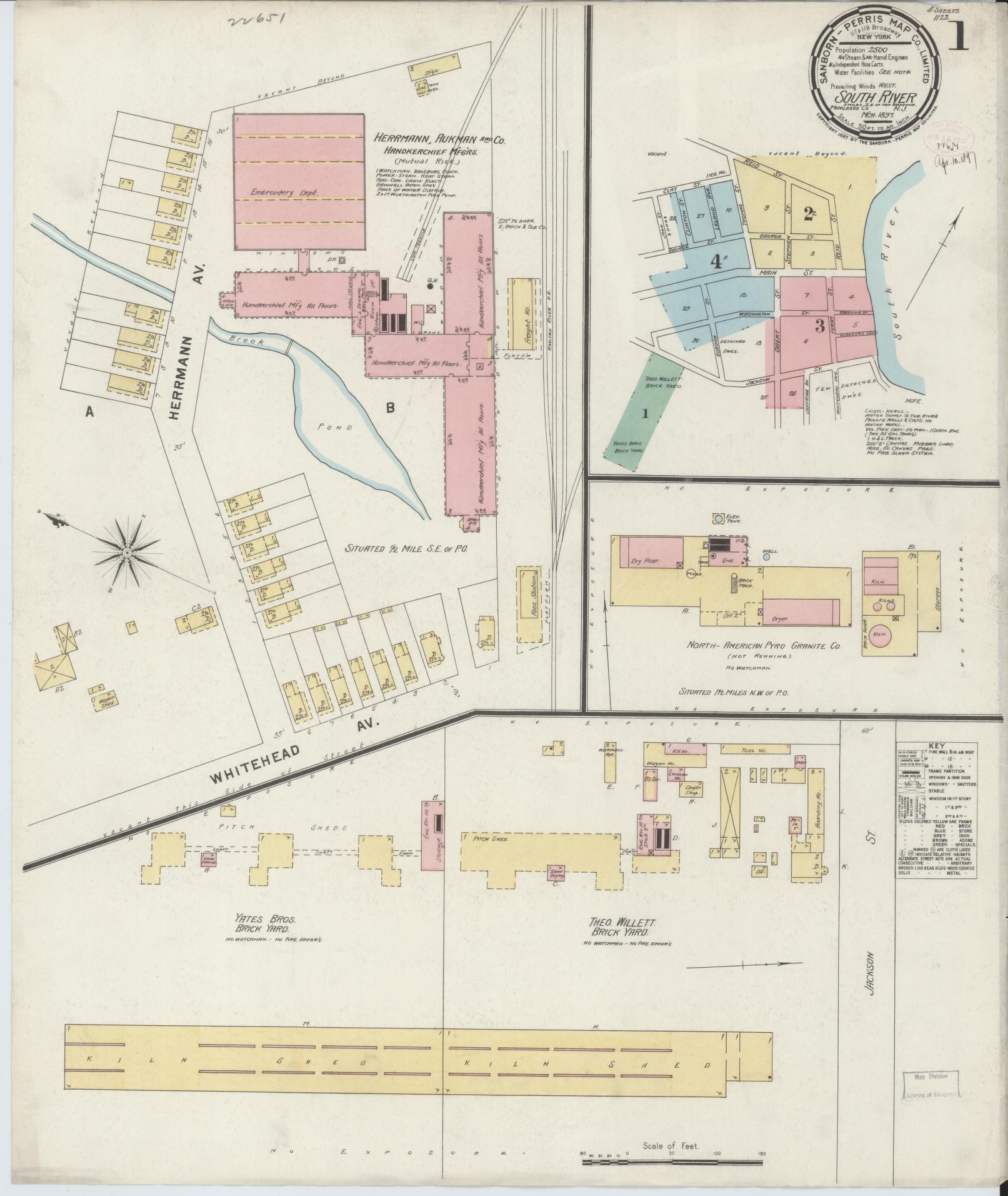 Sanborn Fire Insurance Map from South River, Middlesex County, New Jersey. (1897) – Historic Sanborn Fire Insurance Map Print