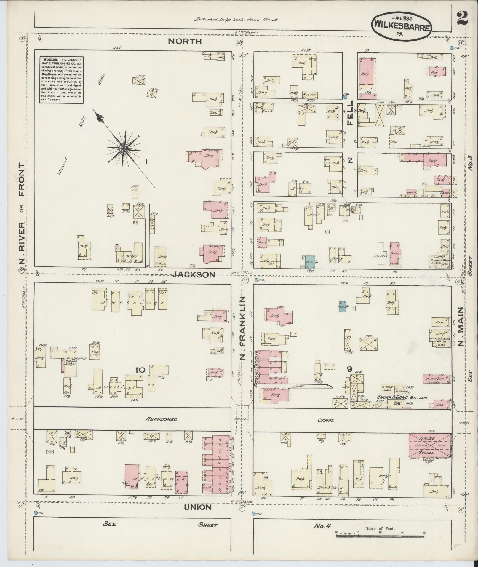Sanborn Fire Insurance Map from Wilkes Barre, Luzerne County, Pennsylvania (1884), Sheet #0002 - Complete Map Set gallery image, historic Sanborn map, vintage wall art, Pennsylvania Pennsylvania