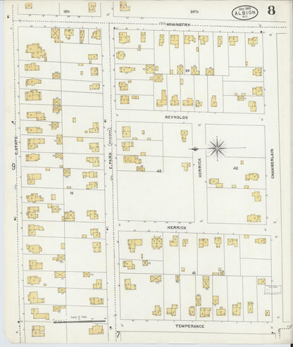 Sanborn Fire Insurance Map from Albion, Orleans County, New York (1905), Sheet #0008 - Complete Map Set gallery image, historic Sanborn map, vintage wall art, New York New York