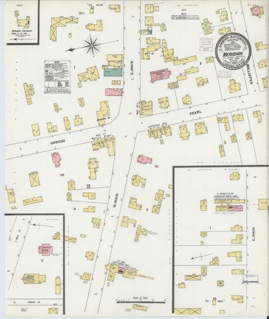 Sanborn Fire Insurance Map from Meridian, Cayuga County, New York (1906), Sheet #0001 - Historic Sanborn Fire Insurance Map Print, vintage old map wall art, antique decor, genealogy gift, New York New York map