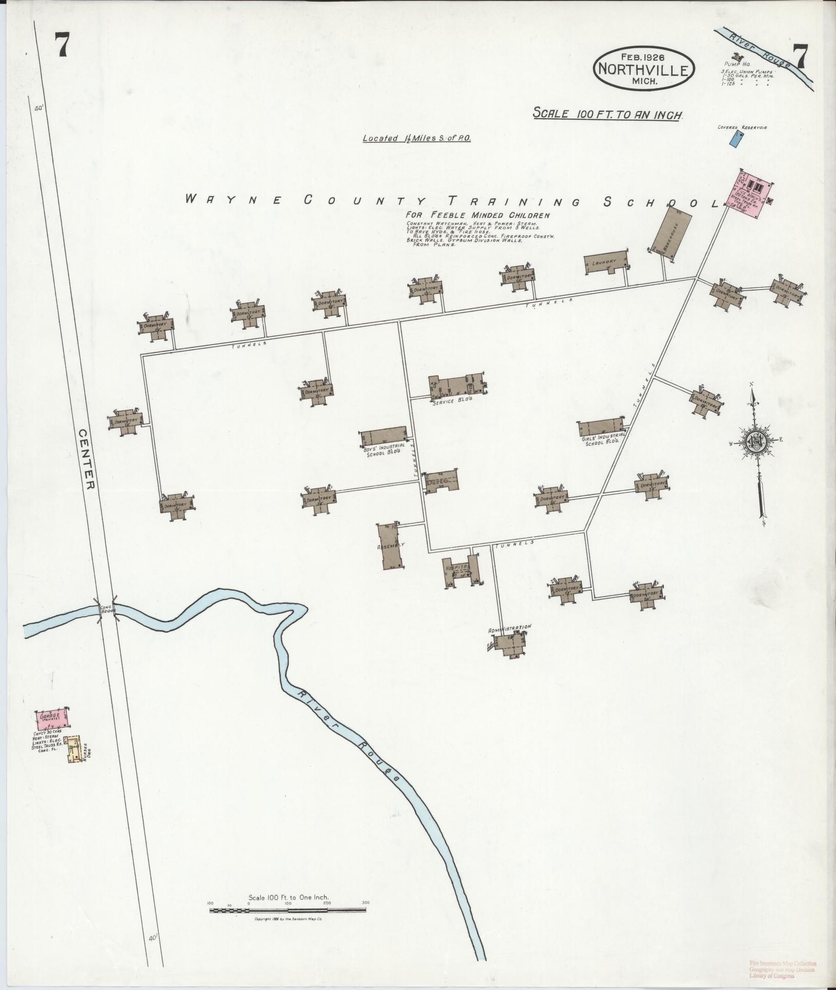 Sanborn Fire Insurance Map from Northville, Wayne County, Michigan (1926), Sheet #0007 - Complete Map Set gallery image, historic Sanborn map, vintage wall art, Michigan Michigan