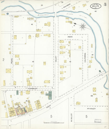 Sanborn Fire Insurance Map from Willits, Mendocino County, California (1903), Sheet #0003 - Complete Map Set gallery image, historic Sanborn map, vintage wall art, California California