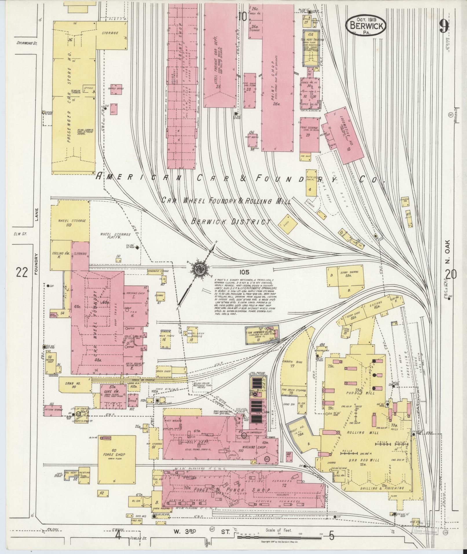Sanborn Fire Insurance Map from Berwick, Columbia County, Pennsylvania (1918), Sheet #0009 - Historic Sanborn Fire Insurance Map Print, vintage old map wall art, antique decor, genealogy gift, Pennsylvania Pennsylvania map