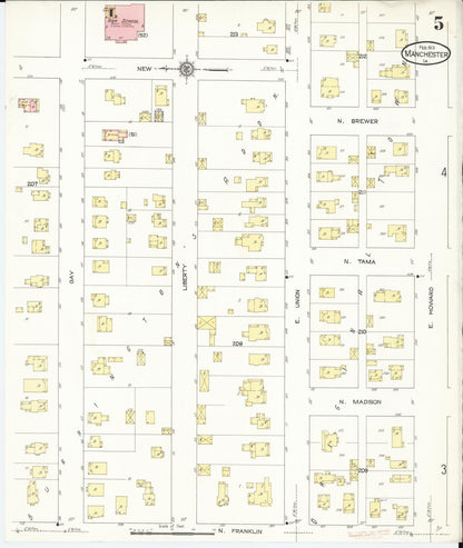 Sanborn Fire Insurance Map from Manchester, Delaware County, Iowa (1913), Sheet #0005 - Complete Map Set gallery image, historic Sanborn map, vintage wall art, Manchester Delaware