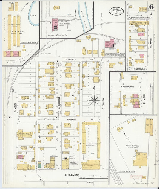 Sanborn Fire Insurance Map from De Soto, Jefferson County, Missouri (1908), Sheet #0006 - Historic Sanborn Fire Insurance Map Print, vintage old map wall art, antique decor, genealogy gift, Missouri Missouri map