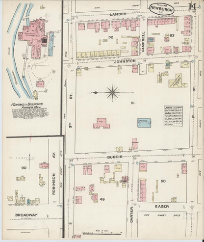 Sanborn Fire Insurance Map from Newburgh, Orange County, New York (1884), Sheet #0014 - Complete Map Set gallery image, historic Sanborn map, vintage wall art, New York New York