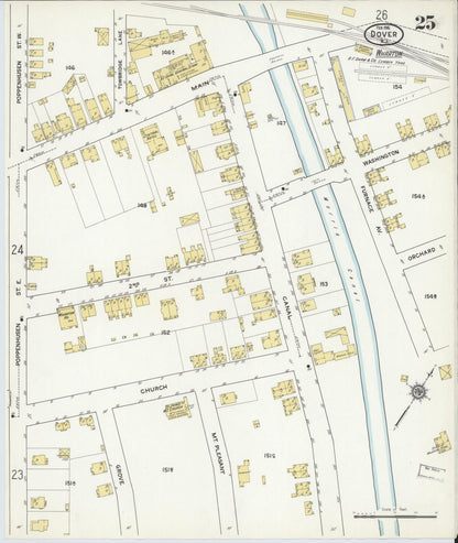 Sanborn Fire Insurance Map from Dover, Morris County, New Jersey (1916), Sheet #0025 - Complete Map Set gallery image, historic Sanborn map, vintage wall art, New Jersey New Jersey