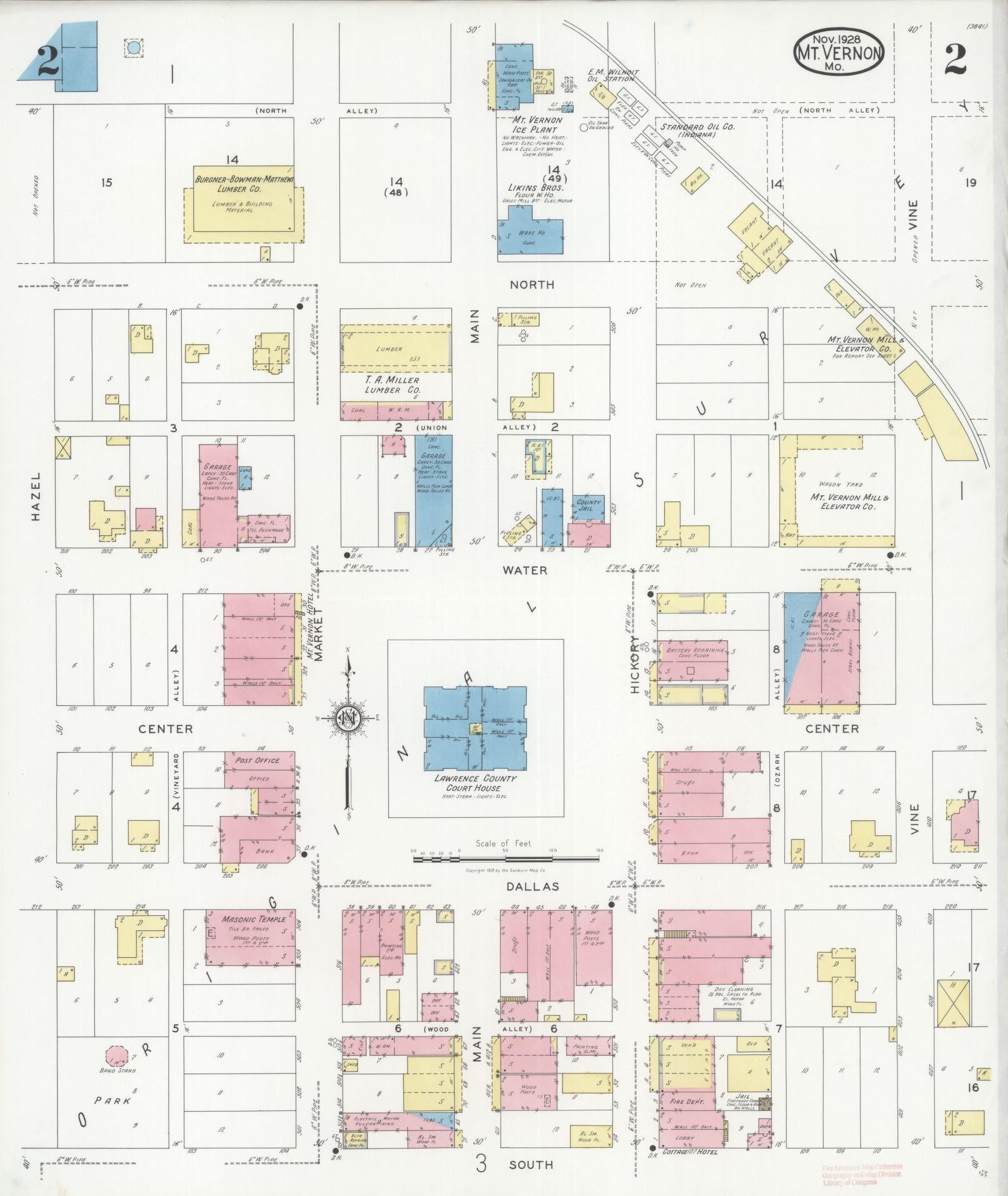 Sanborn Fire Insurance Map from Mount Vernon, Lawrence County, Missouri (1928), Sheet #0002 - Complete Map Set gallery image, historic Sanborn map, vintage wall art, Missouri Missouri