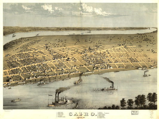 Cairo, Il[linois] 1867. (1867) – Historic Bird’s-Eye View Panorama Print