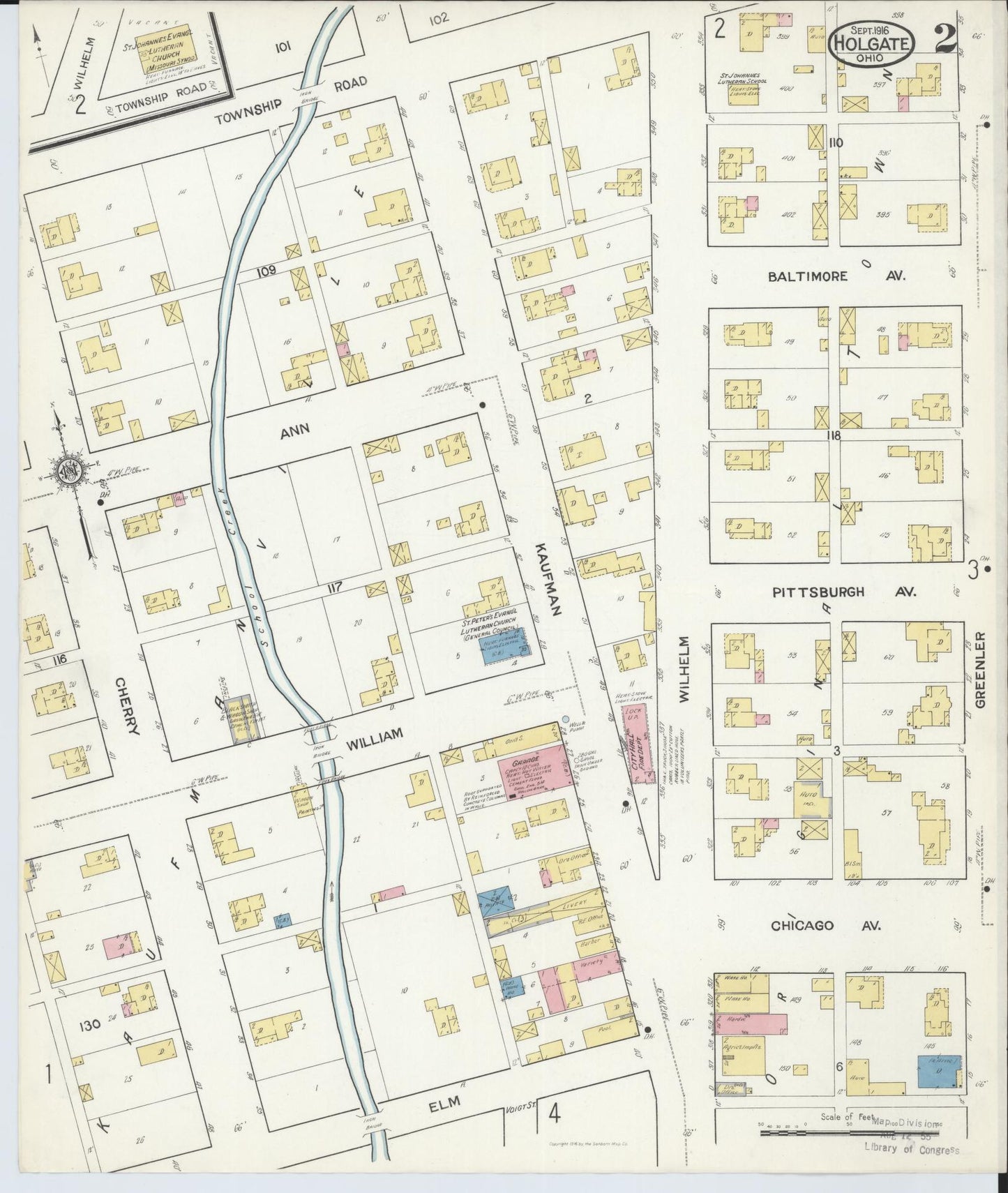 Sanborn Fire Insurance Map from Holgate, Henry County, Ohio (1916), Sheet #0002 - Historic Sanborn Fire Insurance Map Print, vintage old map wall art, antique decor, genealogy gift, Ohio Ohio map