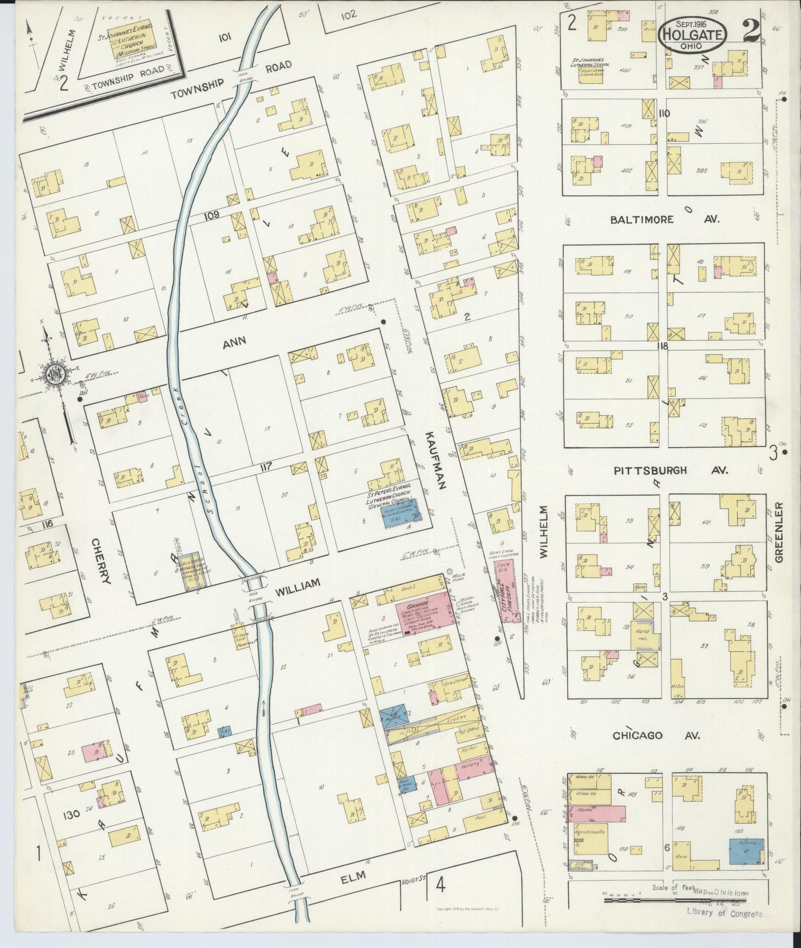 Sanborn Fire Insurance Map from Holgate, Henry County, Ohio (1916), Sheet #0002 - Historic Sanborn Fire Insurance Map Print, vintage old map wall art, antique decor, genealogy gift, Ohio Ohio map