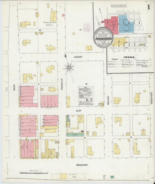 Sanborn Fire Insurance Map from Winnsboro, Wood County, Texas (1904), Sheet #0001 - Complete Map Set gallery image, historic Sanborn map, vintage wall art, Texas Texas