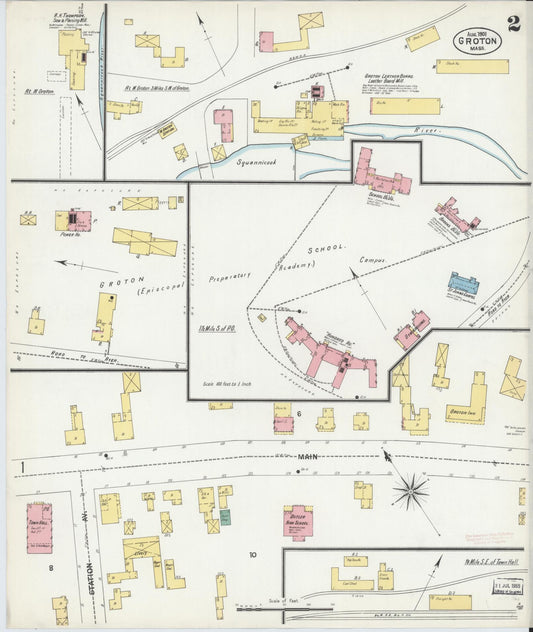 Sanborn Fire Insurance Map from Groton, Middlesex County, Massachusetts (1901), Sheet #0002 - Historic Sanborn Fire Insurance Map Print, vintage old map wall art, antique decor, genealogy gift, Massachusetts Massachusetts map