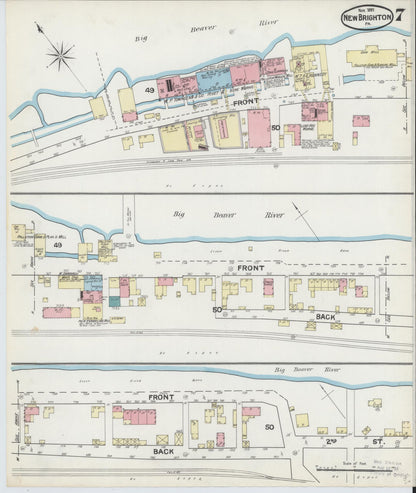 Sanborn Fire Insurance Map from New Brighton, Beaver County, Pennsylvania (1891), Sheet #0007 - Complete Map Set gallery image, historic Sanborn map, vintage wall art, Pennsylvania Pennsylvania