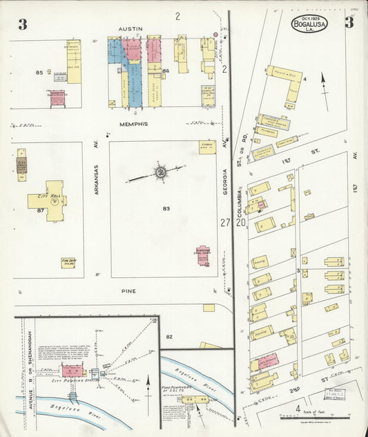 Sanborn Fire Insurance Map from Bogalusa, Washington Parish, Louisiana (1925), Sheet #0003 - Historic Sanborn Fire Insurance Map Print, vintage old map wall art, antique decor, genealogy gift, Louisiana Louisiana map