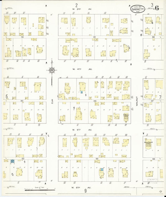 Sanborn Fire Insurance Map from Garnett, Anderson County, Kansas (1913), Sheet #0006 - Historic Sanborn Fire Insurance Map Print, vintage old map wall art, antique decor, genealogy gift, Kansas Kansas map