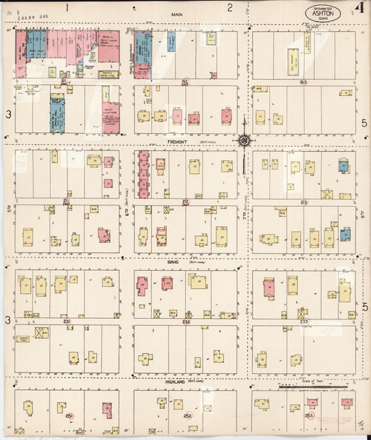 Sanborn Fire Insurance Map from Ashton, Fremont County, Idaho (1929), Sheet #0004 - Historic Sanborn Fire Insurance Map Print, vintage old map wall art, antique decor, genealogy gift, Idaho Idaho map