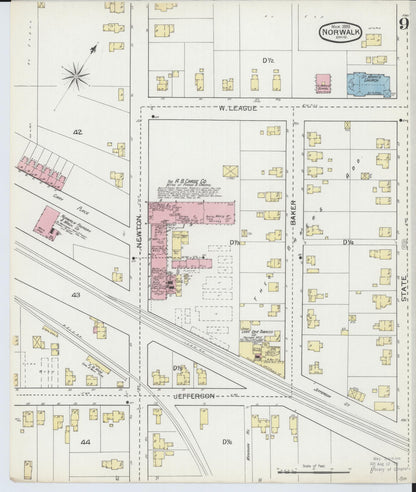 Sanborn Fire Insurance Map from Norwalk, Huron County, Ohio (1893), Sheet #0009 - Complete Map Set gallery image, historic Sanborn map, vintage wall art, Ohio Ohio