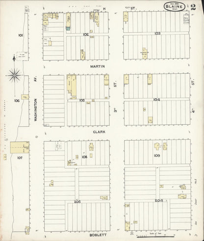 Sanborn Fire Insurance Map from Blaine, Whatcom County, Washington (1890), Sheet #0002 - Complete Map Set gallery image, historic Sanborn map, vintage wall art, Washington Washington
