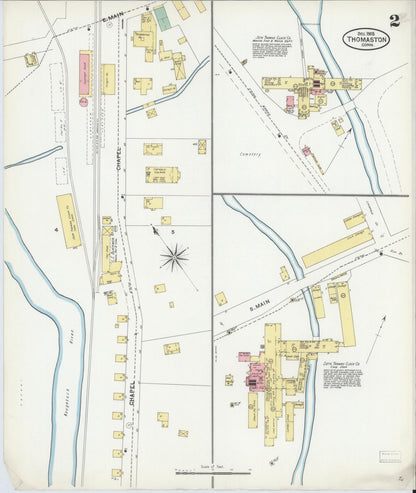 Sanborn Fire Insurance Map from Thomaston, Litchfield County, Connecticut (1905), Sheet #0002 - Complete Map Set gallery image, historic Sanborn map, vintage wall art, Connecticut Connecticut